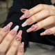 Matte Blush Pink Bow Lace Pearl Almond Nails- Contains 22 Wraps
