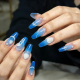 Ocean Blue Ombre Shell Pearl Stiletto Nails- Contains 22 Wraps