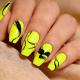 Neon Yellow Black Swirl Bold Statement Nail Art- Contains 22 Wraps